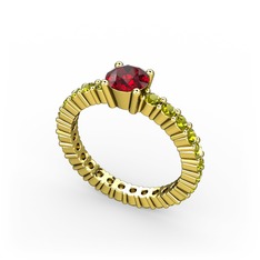 Ranita Tamtur Yüzük - Garnet ve peridot 18 ayar altın yüzük #322f3y