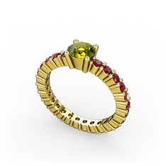 Peridot ve garnet 925 ayar altın kaplama gümüş yüzük