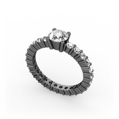 Ranita Tamtur Yüzük - Pırlanta ve swarovski 925 ayar siyah rodyum kaplama gümüş yüzük (0.5 karat) #3lltlx