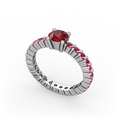 Ranita Tamtur Yüzük - Garnet ve kök yakut 14 ayar beyaz altın yüzük #4cr4gk