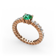 Ranita Tamtur Yüzük - Yeşil kuvars ve beyaz zirkon 8 ayar rose altın yüzük #4dwqq0