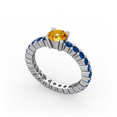 Ranita Tamtur Yüzük - Sitrin ve lab safir 8 ayar beyaz altın yüzük #7l61tw