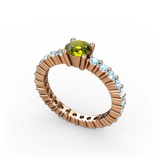 Peridot ve akuamarin 18 ayar rose altın yüzük