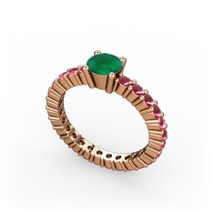 Ranita Tamtur Yüzük - Kök zümrüt ve kök yakut 8 ayar rose altın yüzük #agl4p7