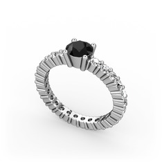 Siyah zirkon ve swarovski 18 ayar beyaz altın yüzük