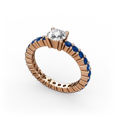 Ranita Tamtur Yüzük - Beyaz zirkon ve lab safir 8 ayar rose altın yüzük #b5xxpy