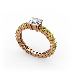 Swarovski ve peridot 8 ayar rose altın yüzük