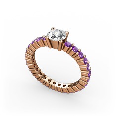 Ranita Tamtur Yüzük - Swarovski ve ametist 8 ayar rose altın yüzük #c82dzf
