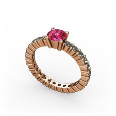Ranita Tamtur Yüzük - Rodolit garnet ve dumanlı kuvars 8 ayar rose altın yüzük #c9lz2c