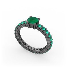 Ranita Tamtur Yüzük - Kök zümrüt 925 ayar siyah rodyum kaplama gümüş yüzük #ebsi23