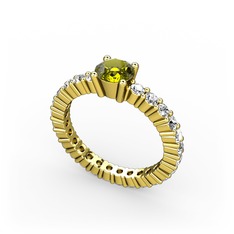 Peridot ve pırlanta 14 ayar altın yüzük (0.52 karat)