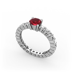 Kök yakut ve pırlanta 14 ayar beyaz altın yüzük (0.52 karat)