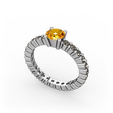 Ranita Tamtur Yüzük - Sitrin ve dumanlı kuvars 925 ayar gümüş yüzük #jm2znb