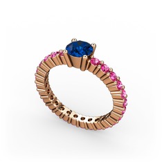 Ranita Tamtur Yüzük - Lab safir ve rodolit garnet 14 ayar rose altın yüzük #k41mqs