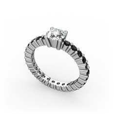 Ranita Tamtur Yüzük - Pırlanta ve siyah zirkon 925 ayar gümüş yüzük (0.5 karat) #kcjcun