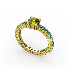 Ranita Tamtur Yüzük - Peridot ve yeşil kuvars 18 ayar altın yüzük #ljiput