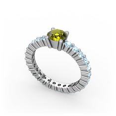 Peridot ve akuamarin 925 ayar gümüş yüzük