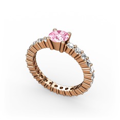 Ranita Tamtur Yüzük - Pembe kuvars ve swarovski 14 ayar rose altın yüzük #llt64u
