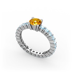 Ranita Tamtur Yüzük - Sitrin ve akuamarin 18 ayar beyaz altın yüzük #nnke5d
