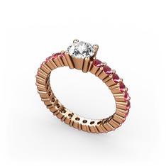 Swarovski ve kök yakut 18 ayar rose altın yüzük