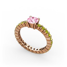 Ranita Tamtur Yüzük - Pembe kuvars ve peridot 14 ayar rose altın yüzük #oaox13