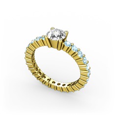 Ranita Tamtur Yüzük - Swarovski ve akuamarin 14 ayar altın yüzük #ojjedg