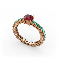 Ranita Tamtur Yüzük - Garnet ve yeşil kuvars 14 ayar rose altın yüzük #p07ol6