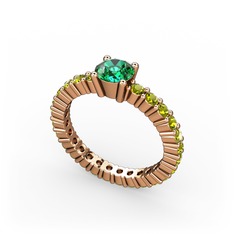 Yeşil kuvars ve peridot 8 ayar rose altın yüzük