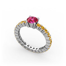 Ranita Tamtur Yüzük - Rodolit garnet ve sitrin 8 ayar beyaz altın yüzük #qe9ssy