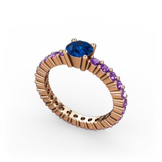 Ranita Tamtur Yüzük - Lab safir ve ametist 14 ayar rose altın yüzük #qm9fz1
