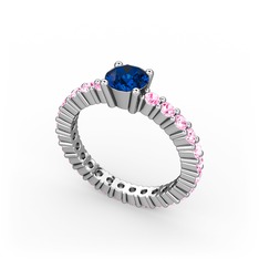 Ranita Tamtur Yüzük - Lab safir ve pembe kuvars 8 ayar beyaz altın yüzük #qvzuha