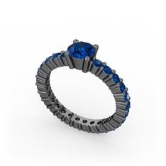 Ranita Tamtur Yüzük - Lab safir 925 ayar siyah rodyum kaplama gümüş yüzük #rfo6ni