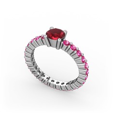 Ranita Tamtur Yüzük - Kök yakut ve rodolit garnet 8 ayar beyaz altın yüzük #rqhdy1