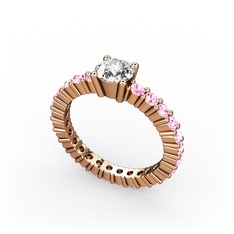 Ranita Tamtur Yüzük - Swarovski ve pembe kuvars 18 ayar rose altın yüzük #rrg4b2