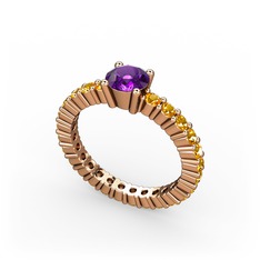 Ranita Tamtur Yüzük - Ametist ve sitrin 8 ayar rose altın yüzük #rtxqsd