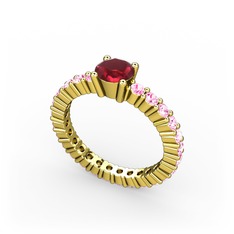 Ranita Tamtur Yüzük - Kök yakut ve pembe kuvars 925 ayar altın kaplama gümüş yüzük #t103iv