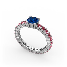 Ranita Tamtur Yüzük - Lab safir ve kök yakut 925 ayar gümüş yüzük #ta5dpc