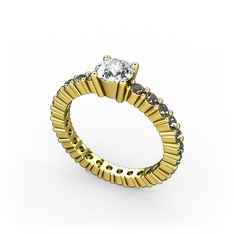 Ranita Tamtur Yüzük - Pırlanta ve dumanlı kuvars 925 ayar altın kaplama gümüş yüzük (0.5 karat) #tb8ntp