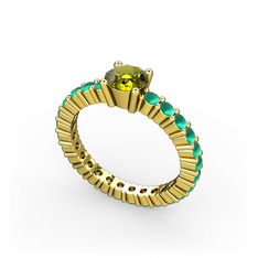 Ranita Tamtur Yüzük - Peridot ve kök zümrüt 18 ayar altın yüzük #tbyumv