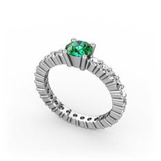 Ranita Tamtur Yüzük - Yeşil kuvars ve pırlanta 8 ayar beyaz altın yüzük (0.52 karat) #uf8t0n