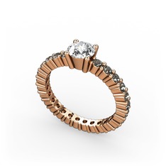 Swarovski ve dumanlı kuvars 8 ayar rose altın yüzük