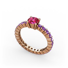 Ranita Tamtur Yüzük - Rodolit garnet ve ametist 8 ayar rose altın yüzük #uuk6jk