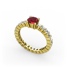 Kök yakut ve swarovski 14 ayar altın yüzük