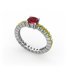 Ranita Tamtur Yüzük - Kök yakut ve peridot 8 ayar beyaz altın yüzük #vs5k0w