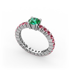 Ranita Tamtur Yüzük - Yeşil kuvars ve kök yakut 925 ayar gümüş yüzük #w035m8