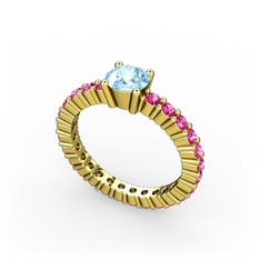 Ranita Tamtur Yüzük - Akuamarin ve rodolit garnet 18 ayar altın yüzük #xpkbs3
