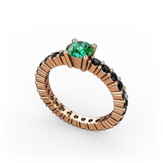 Ranita Tamtur Yüzük - Yeşil kuvars ve siyah zirkon 925 ayar rose altın kaplama gümüş yüzük #yagiqq