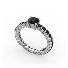 Ranita Tamtur Yüzük - Siyah zirkon 925 ayar gümüş yüzük #yohpt7