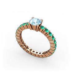 Ranita Tamtur Yüzük - Akuamarin ve kök zümrüt 8 ayar rose altın yüzük #yr1ys