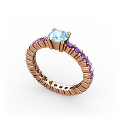 Ranita Tamtur Yüzük - Akuamarin ve ametist 14 ayar rose altın yüzük #zrfkza